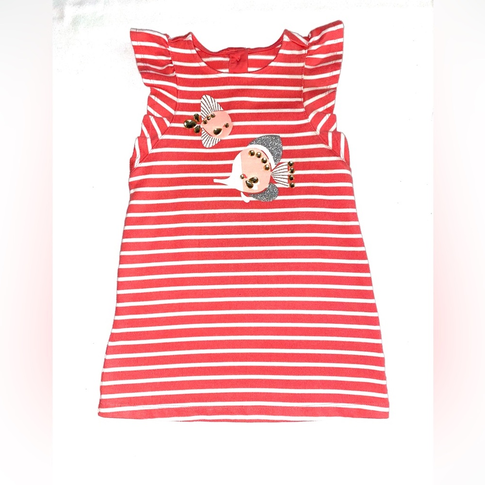 🧜‍♀️Gymboree ‘Mermaid Coast’ Coral Striped Dress